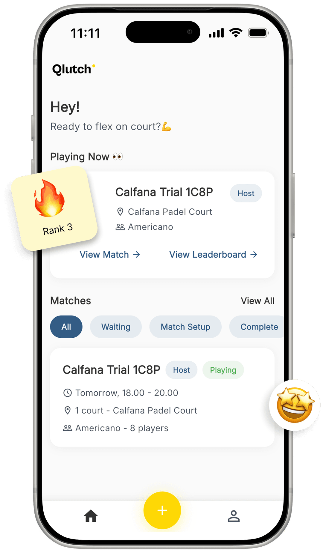 Qlutch App - Modern Padel Score Tracking Interface