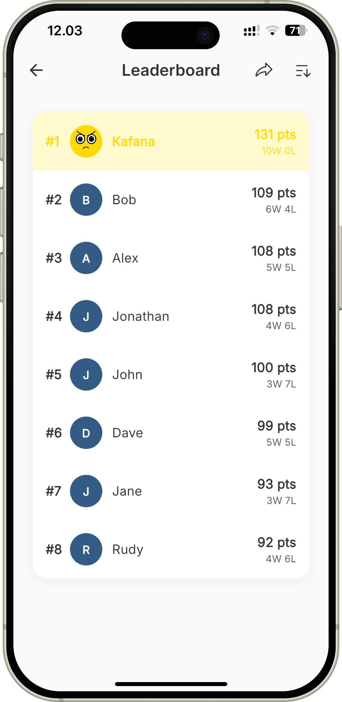 Qlutch live match tracking screenshot